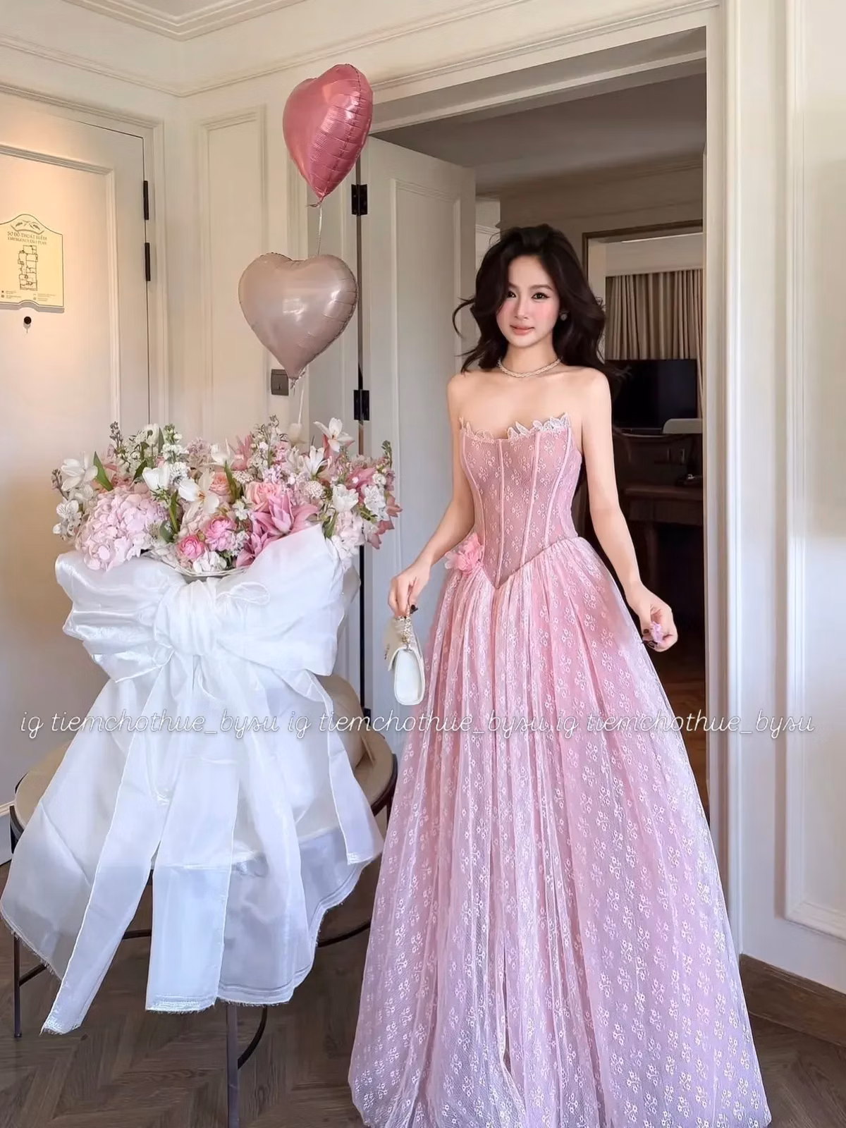 Thảo Bibi Đầm cup ren HỒNG & TRẮNG 6