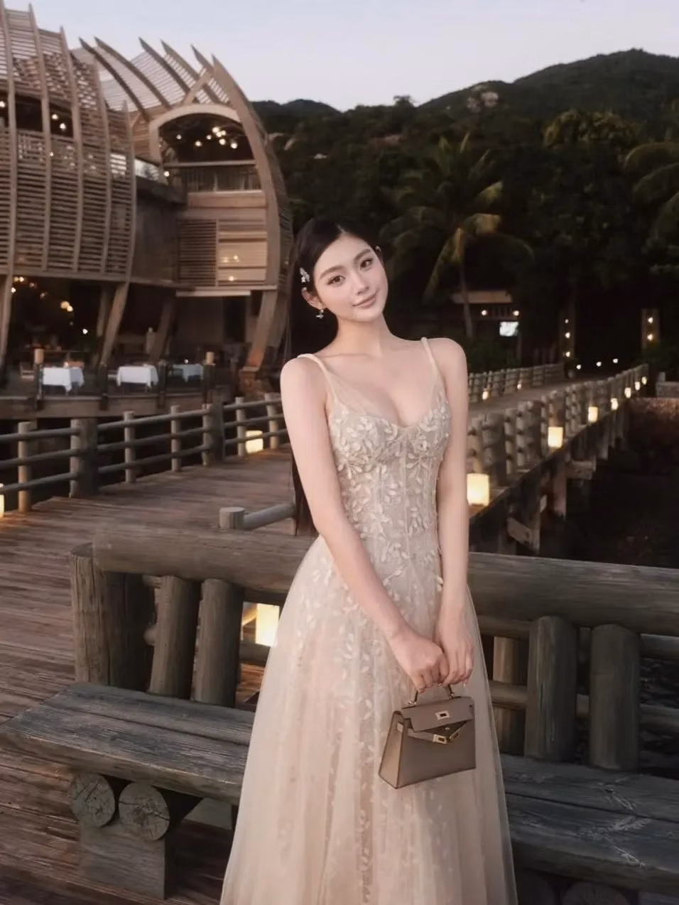 Chouchou V548 Đầm 2s ren lá 1