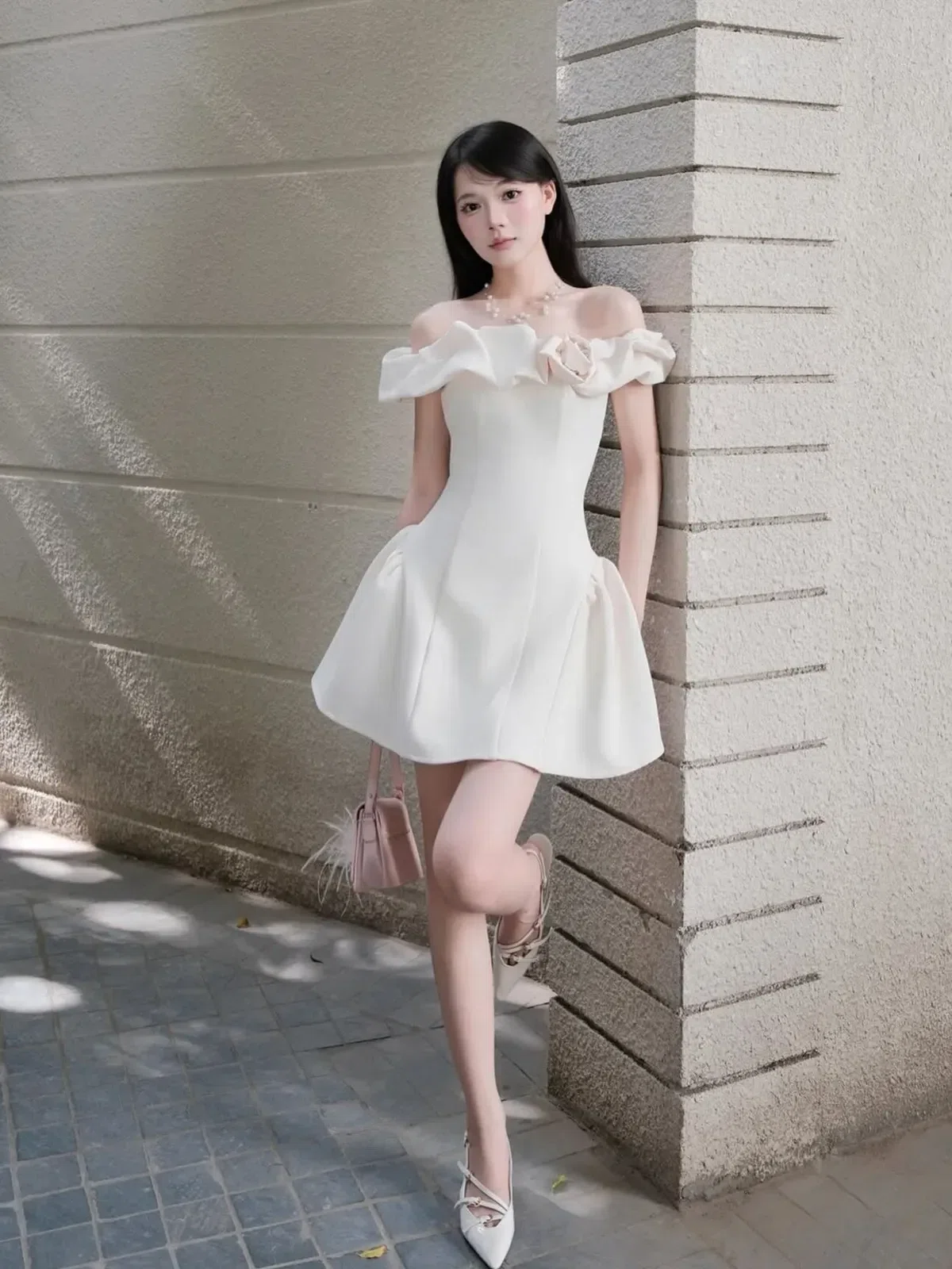V556 Elize Dress Đầm trễ vai xếp nhún Those Studios 6