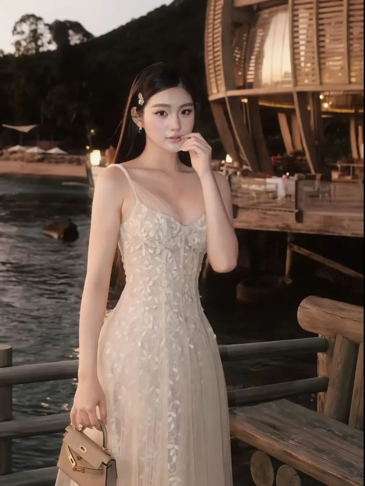 Chouchou V548 Đầm 2s ren lá 2