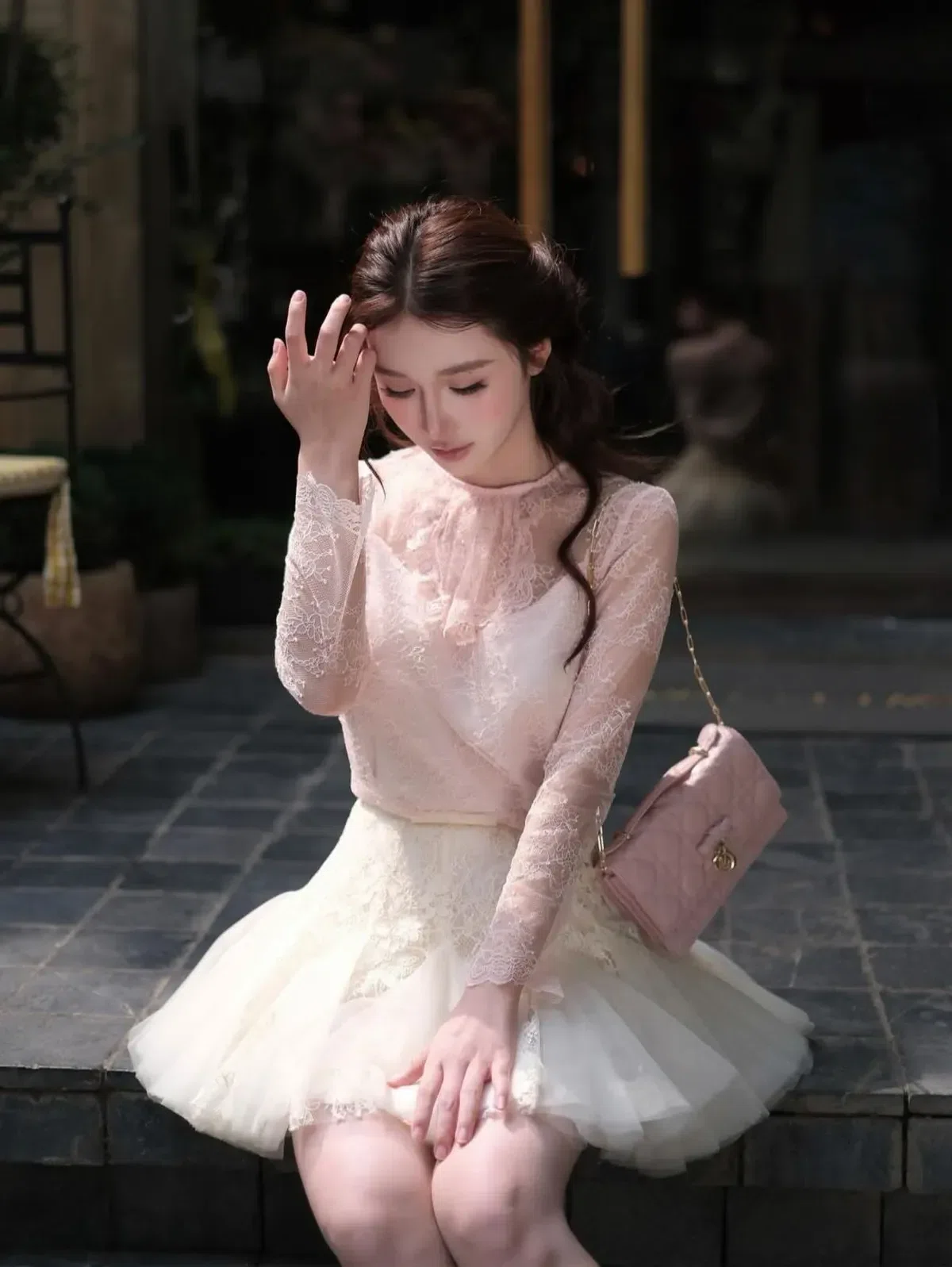 Váy tiểu thư ren trắng size L 2