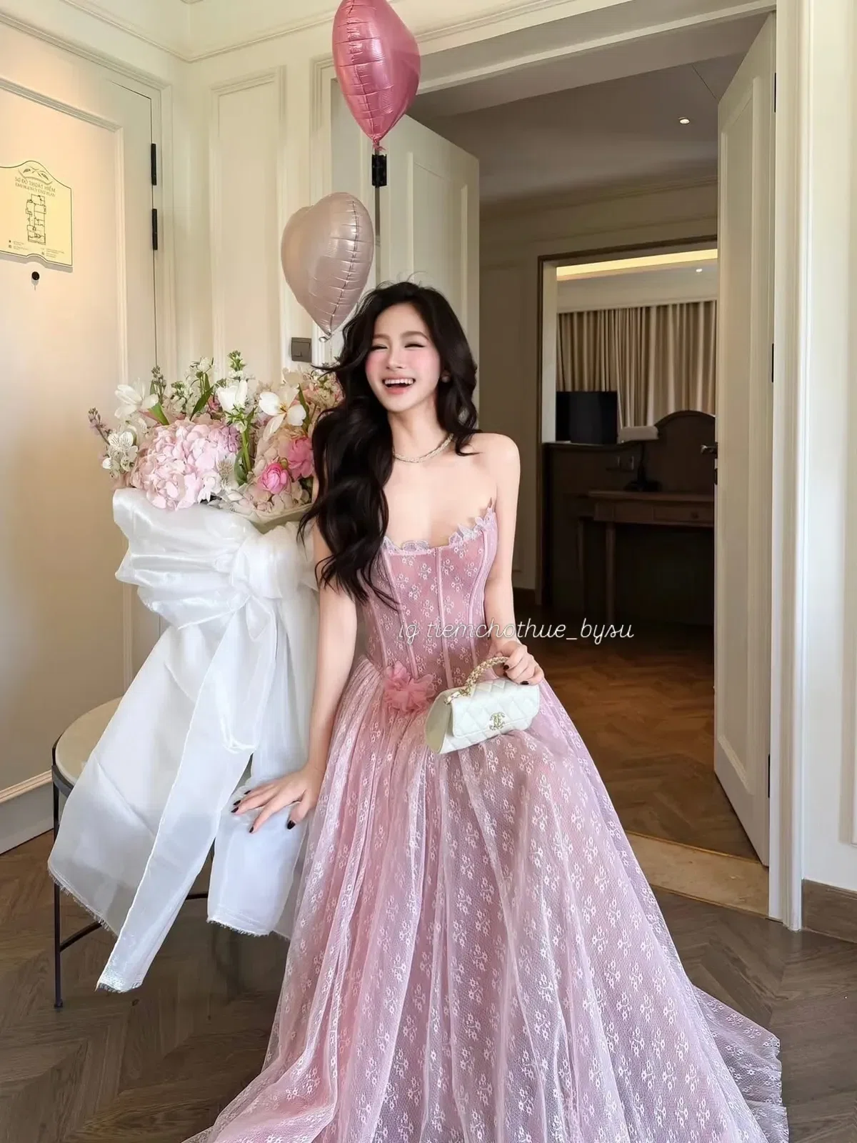 Thảo Bibi Đầm cup ren HỒNG & TRẮNG 1