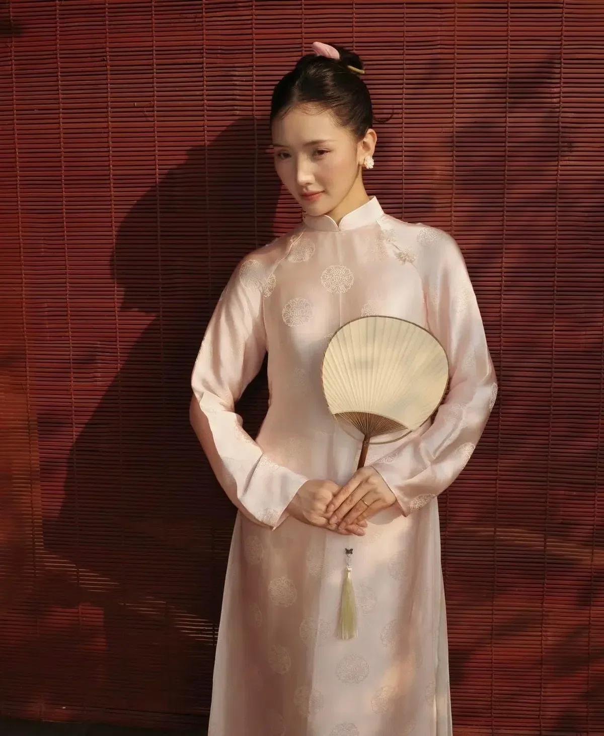 Áo chiết eo nhẹ nhà Seo xinh quá mn ưi, Vải lụa Nha Xá màu hồng iu lắmmm íii 7