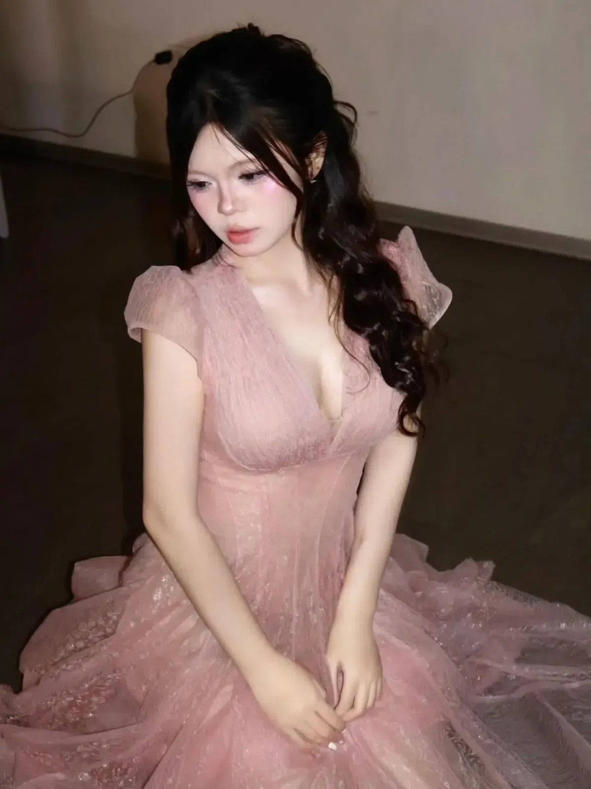 V397 ACELIA Đầm ren lưới màu kem by Sò Vintage 6