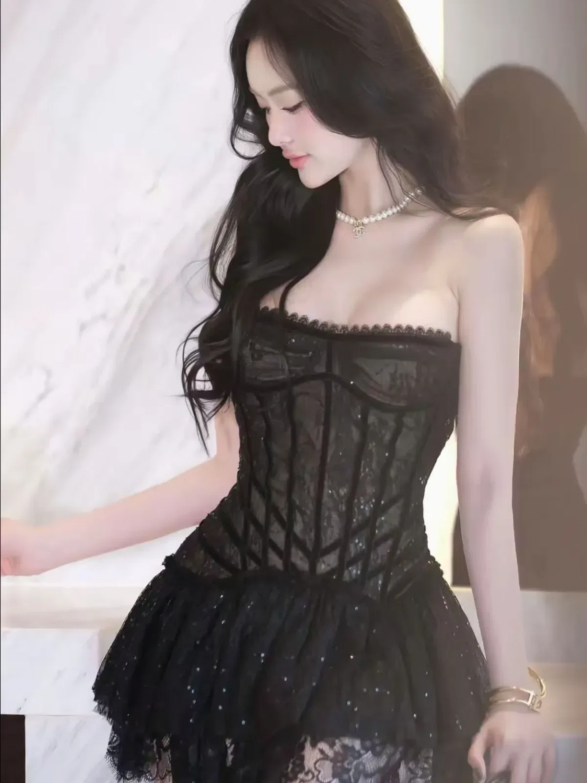 Đầm ren đen V528 3