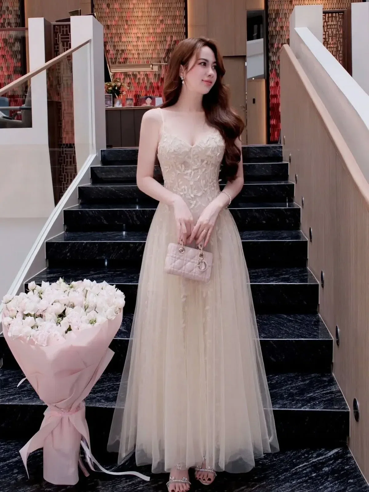 Chouchou V548 Đầm 2s ren lá 13