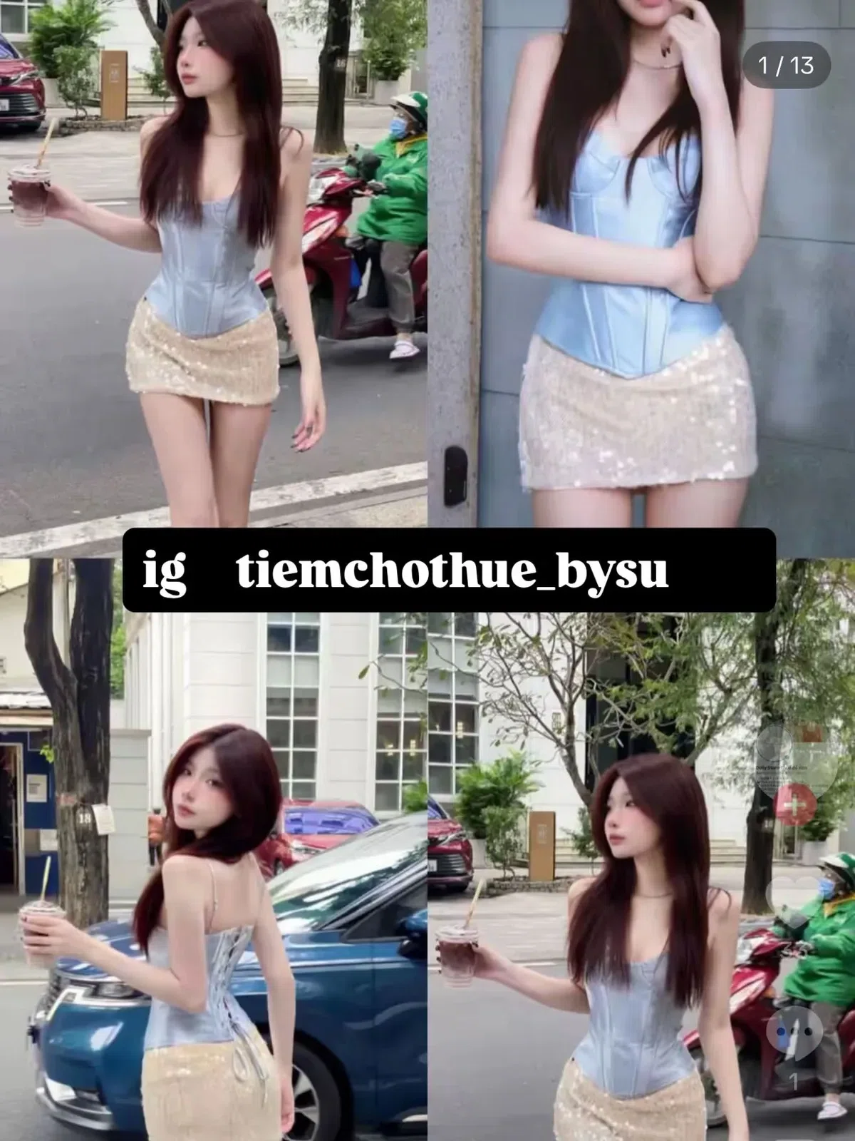 v540 Set Corset xanh dương 5