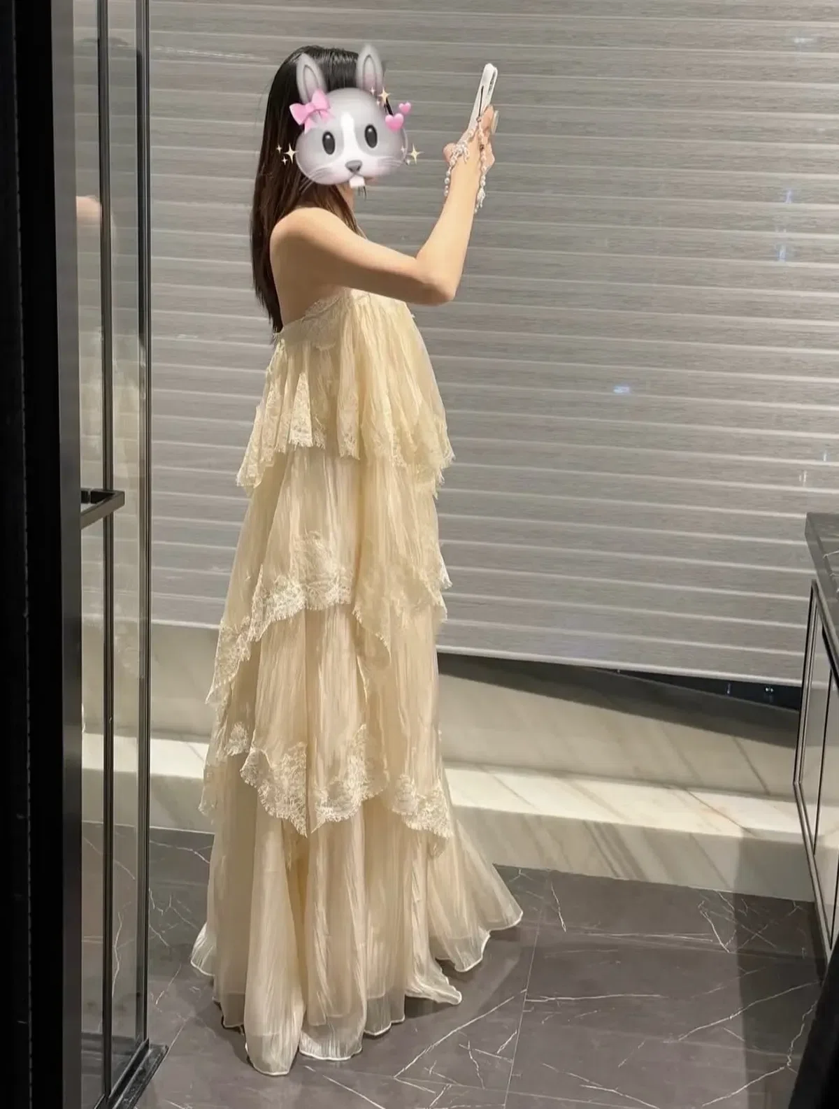 Đầm maxi tua rua trắng 8