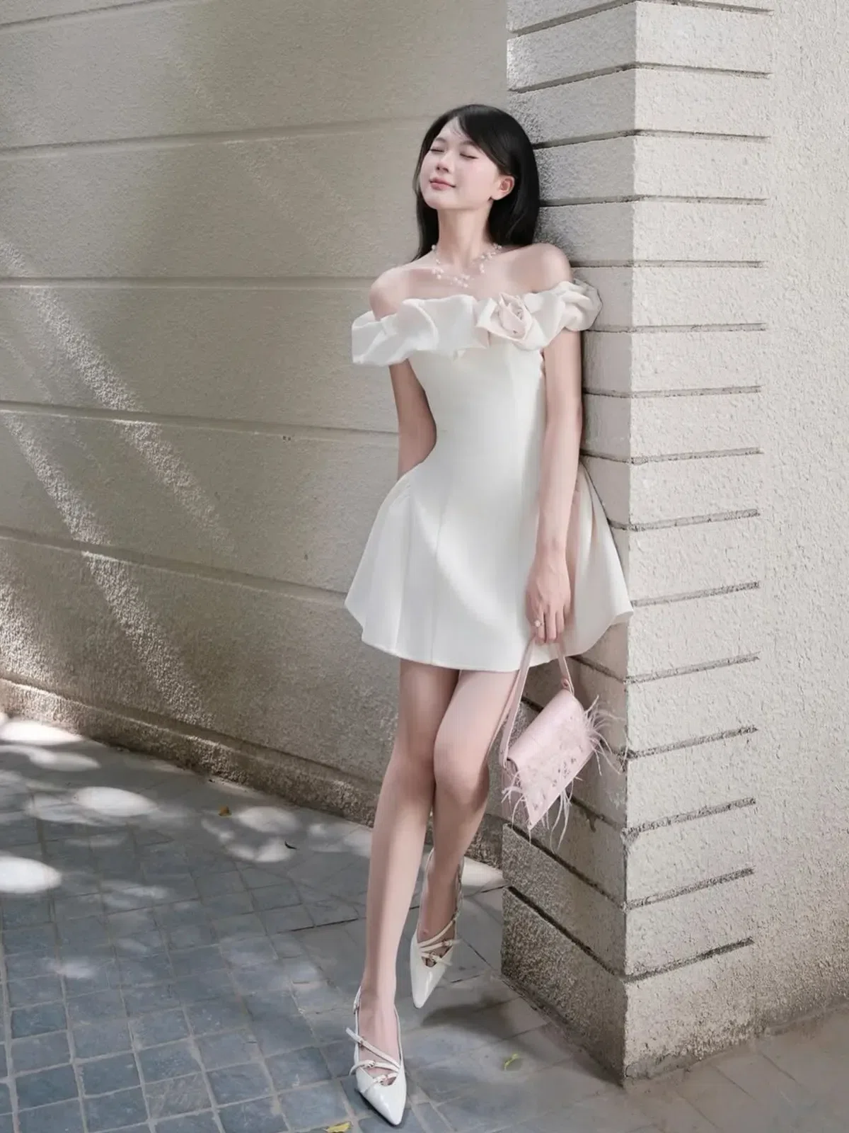 V556 Elize Dress Đầm trễ vai xếp nhún Those Studios 2
