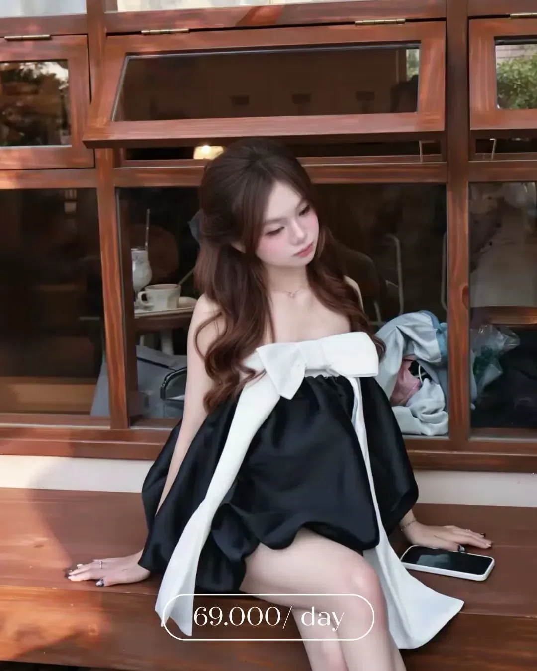 Áo babydoll cúp nơ dài x Quần short trắng 1