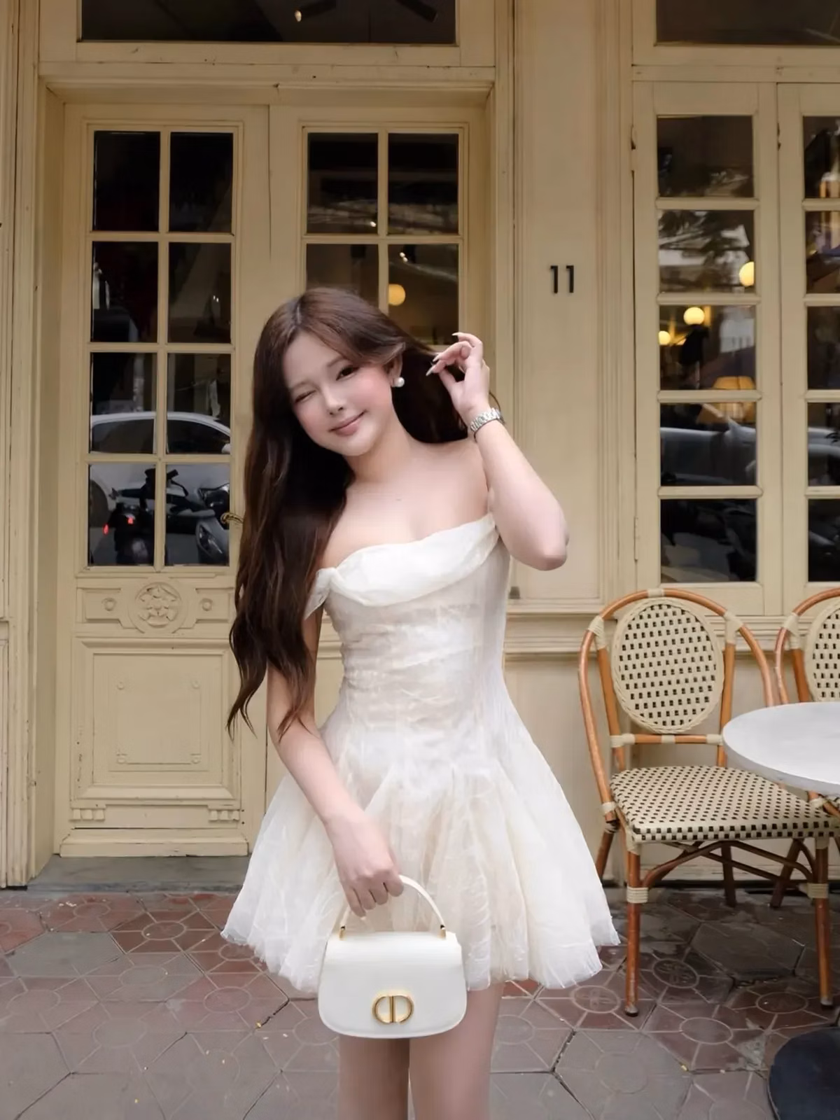 V576 Serena Dress đầm trễ vai ren Those 4
