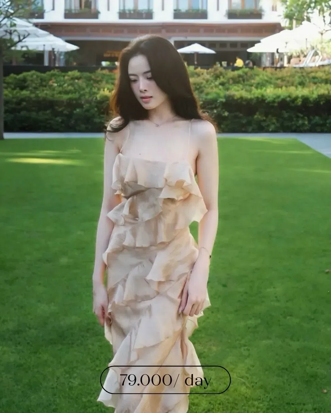 Đầm maxi tơ sóng hai dây 1