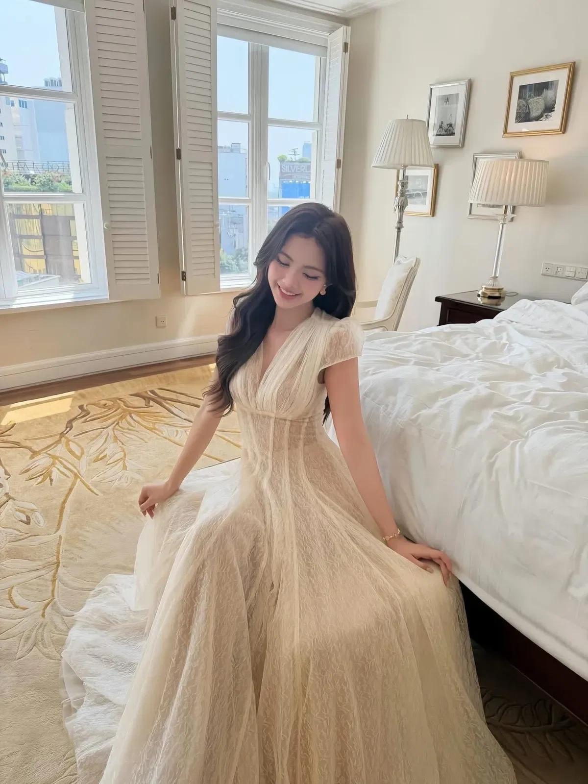 Acelia Dress - size L (màu kem) 8