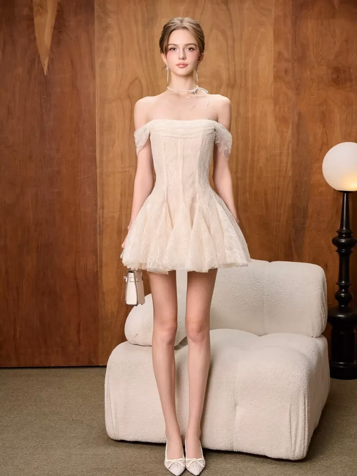 V576 Serena Dress đầm trễ vai ren Those 2