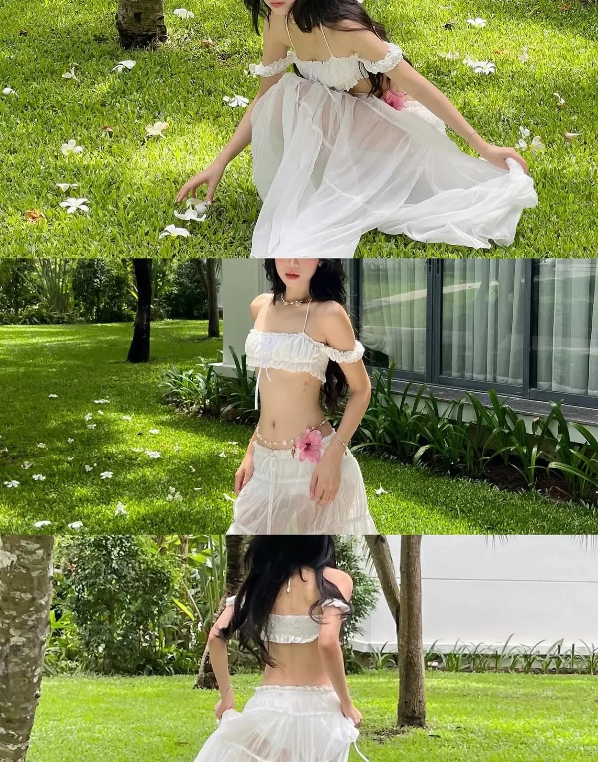 Áo tay bồng trắng ST0002 + Mitzi skirt VT0002 + Kiwikiwi short white QT0001 3