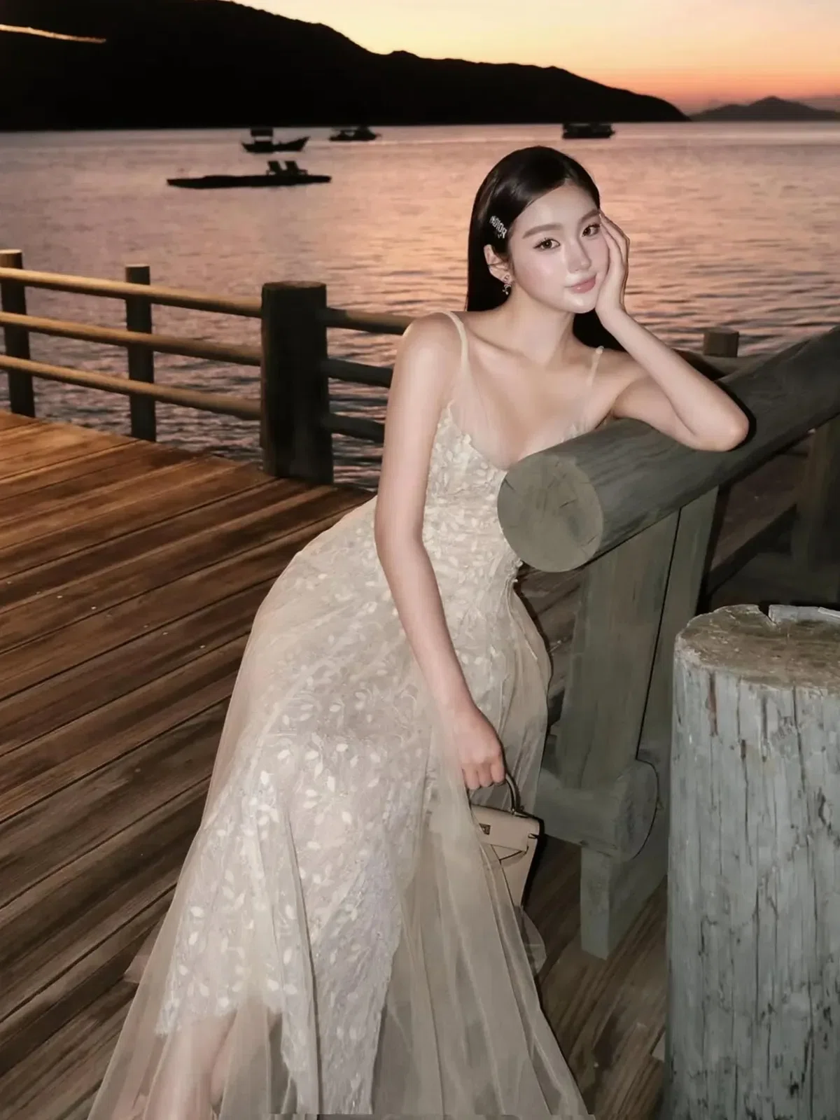 Đầm ren đắp dáng dài DK0025 4