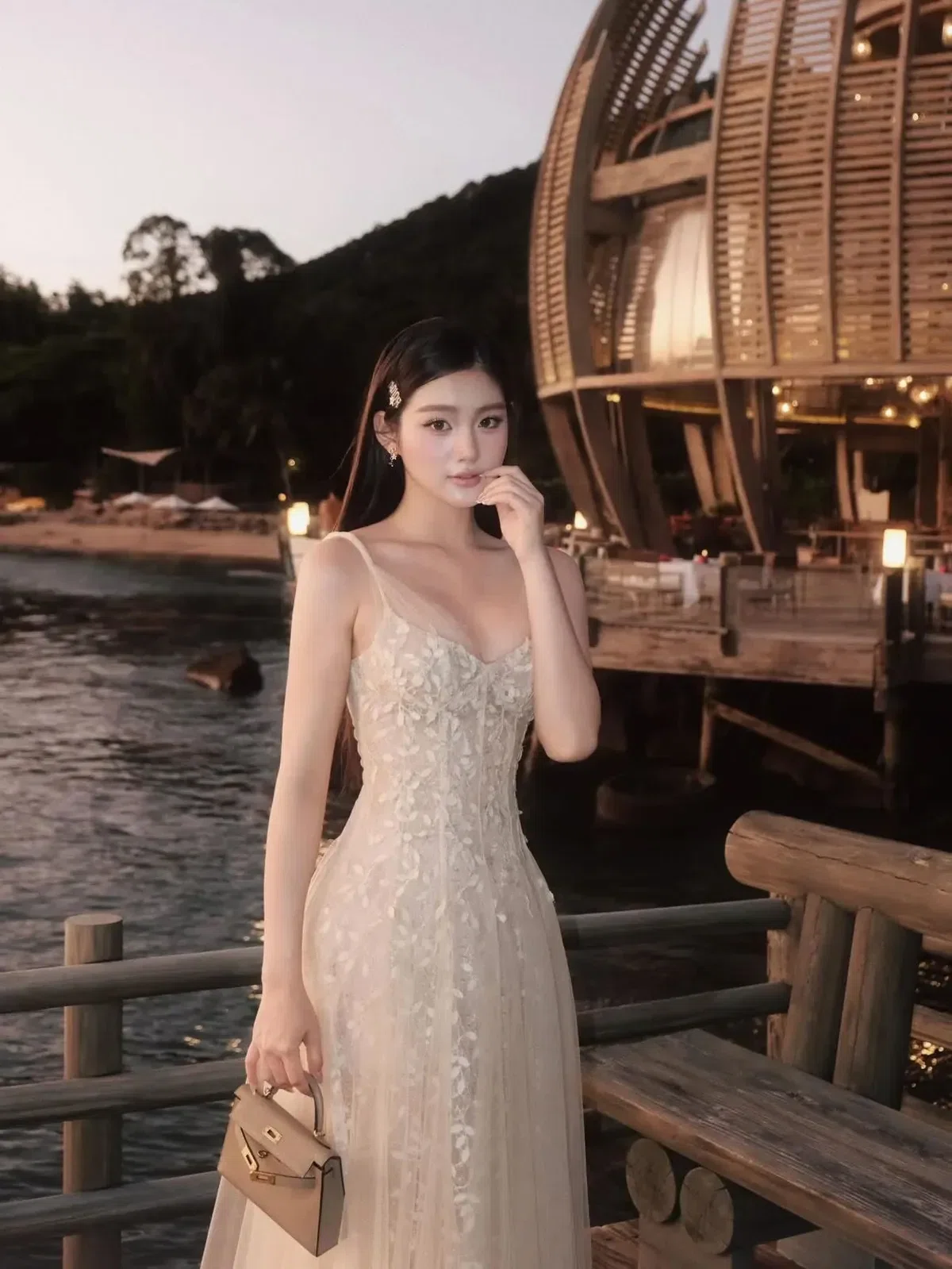 Beige Lace Dress - size M 1
