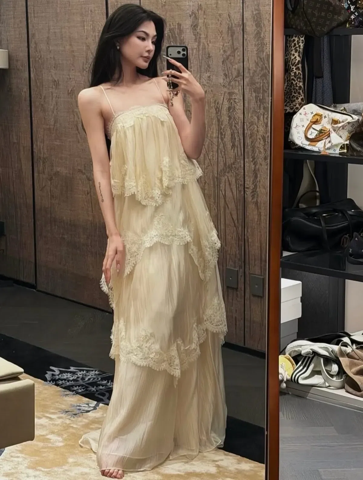 Đầm maxi tua rua trắng 7