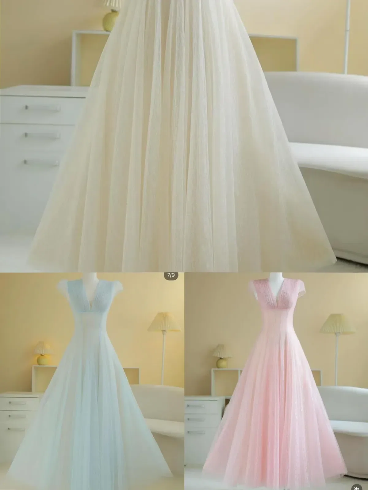 V397 ACELIA Đầm ren lưới màu kem by Sò Vintage 12