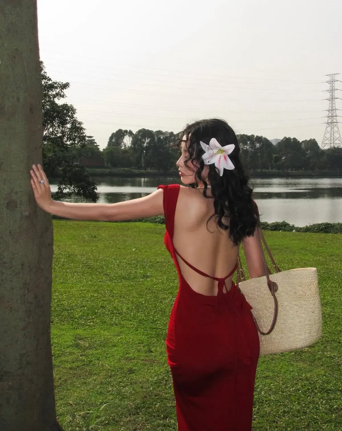 Đầm body đỏ hở lưng - Selena dress DD0015 10