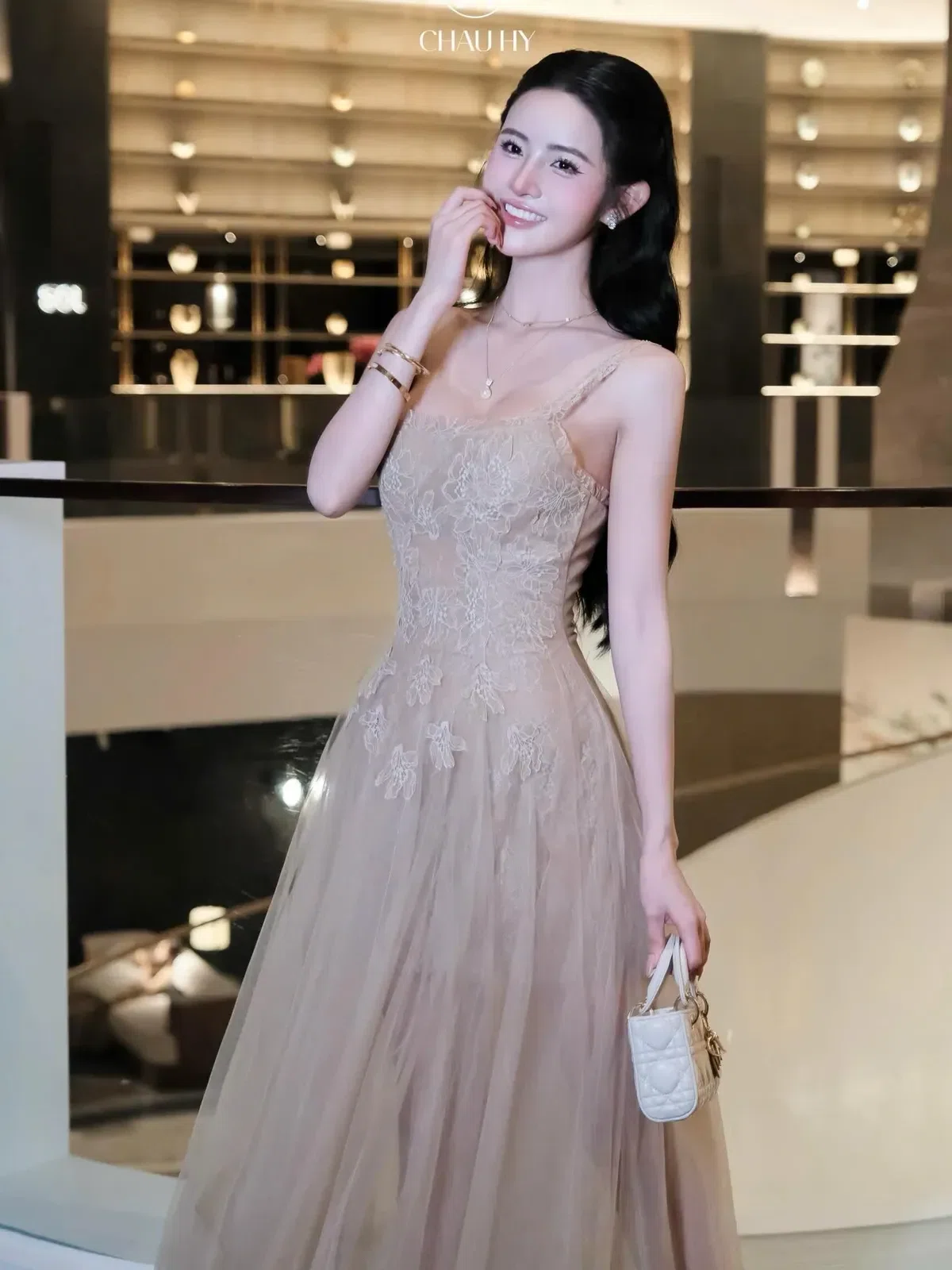 Váy ren nâu kết hoa - Chau Hy V042 Size S 3
