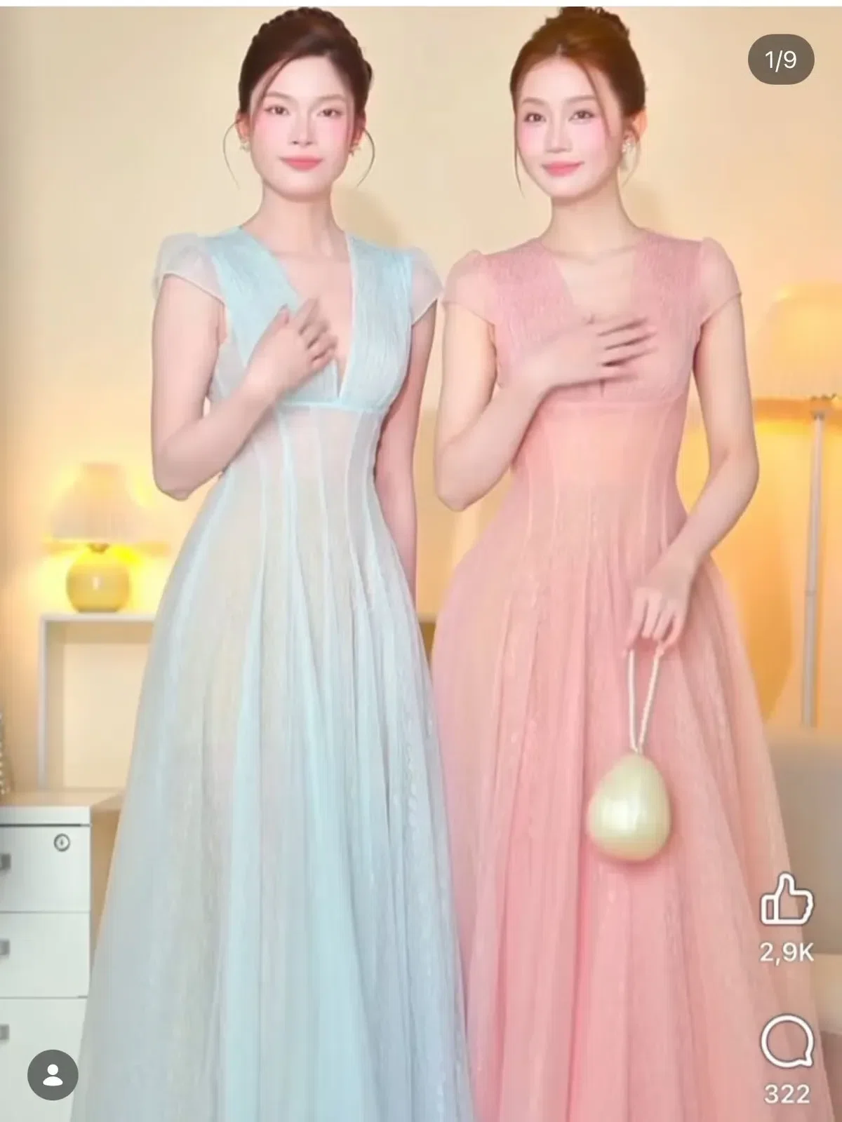 V397 ACELIA Đầm ren lưới màu kem by Sò Vintage 11