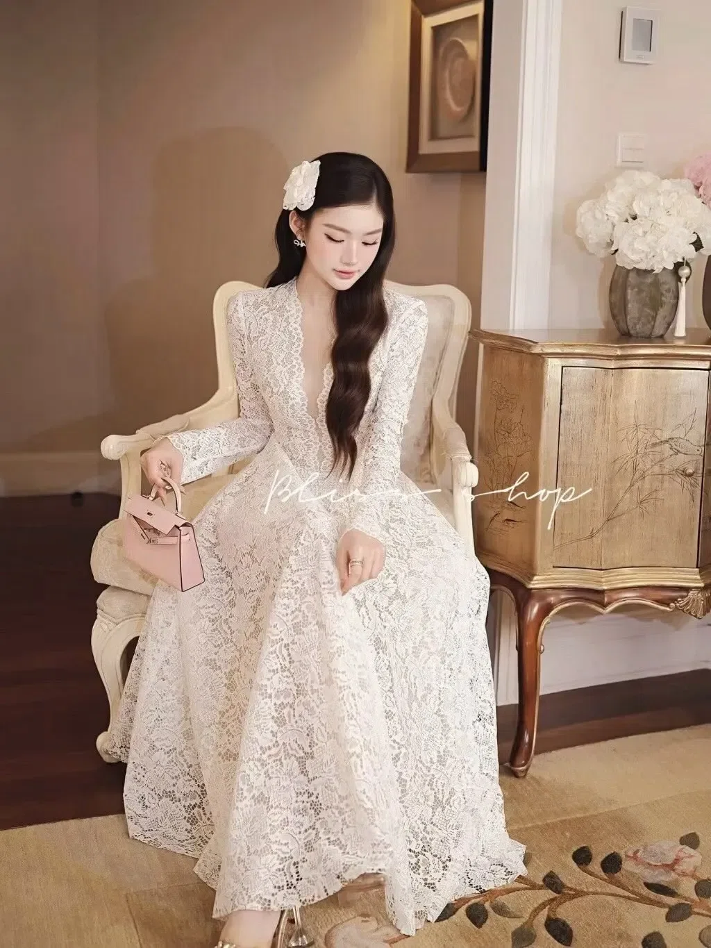Váy ren trắng 3