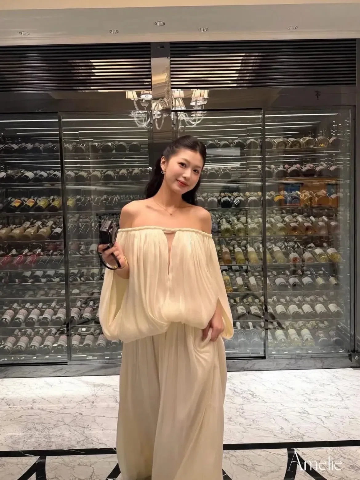 Váy maxi màu be brand Amelie 4
