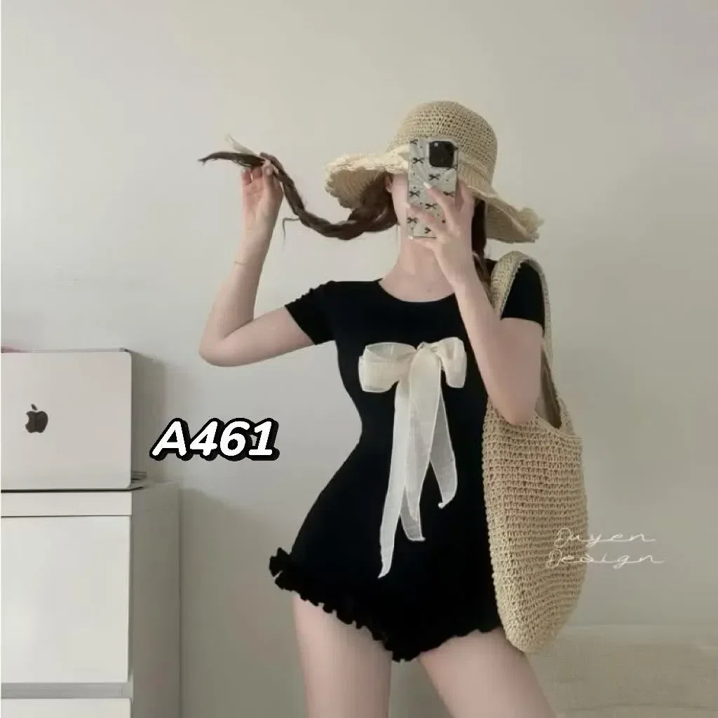 Bikini 1 mảnh màu đen nơ 1