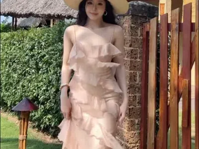 Đầm maxi tơ sóng hai dây