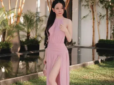 V597-598 Amoura Gown XANH & HỒNG