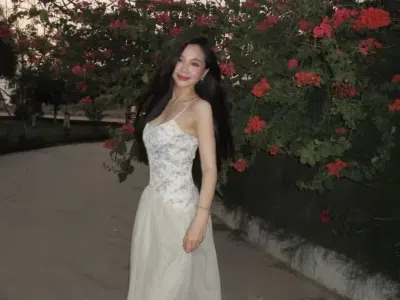 Đầm maxi dây hoa nhí xanh