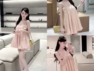 ÁO VÁY BABYDOLL HỒNG ( kèm bảo hộ)