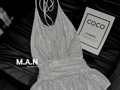 Váy bling kim sa cổ yếm size s