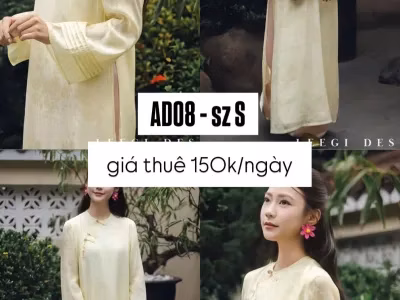 Áo dài cổ tròn gấm hoa
