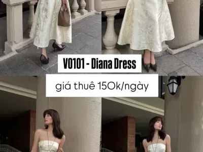 Diana dress màu vàng kem