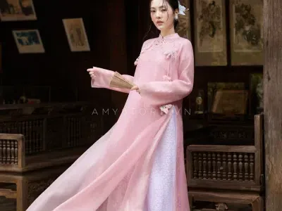 Amy Store áo dài hồng phấn size M fit S,M