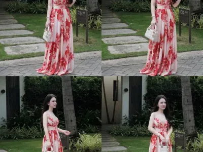 VÁY 2S HOA ĐỎ