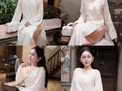 SET ÁO DÀI CÚC HỒNG
