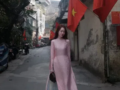 Áo dài Nguyệt Đào - size L (số đo max 94-75)