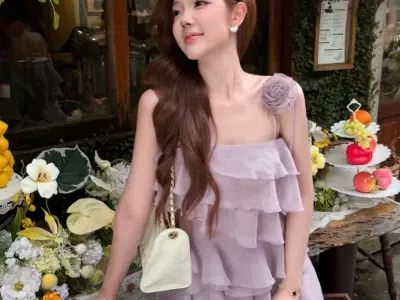 V459 Lavender dress tipblu