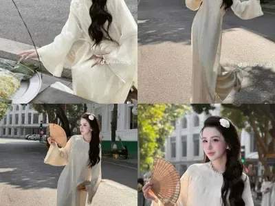 SET ÁO DÀI LÓNG LÁNH CỔ ĐÁ