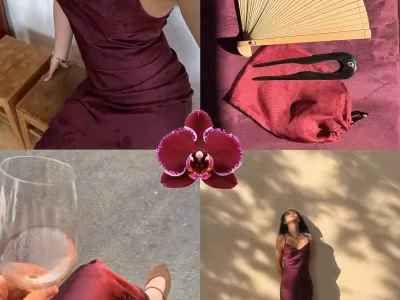 Burgundy 🍾 Luna Dress - size L (tím đậm)