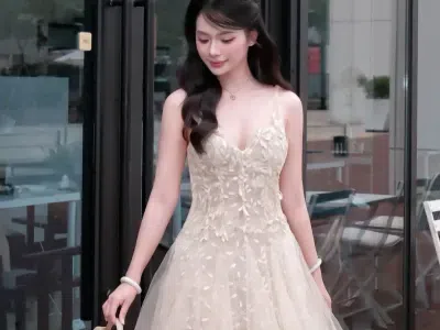 V548 Đầm 2s ren lá CHOUCHOU