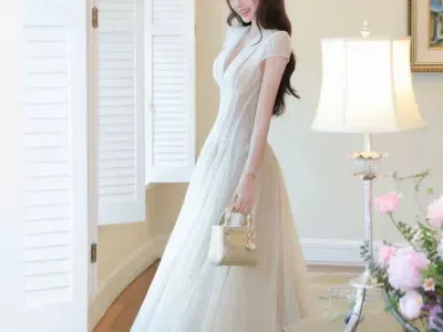 Đầm ren cộc tay dáng dài
