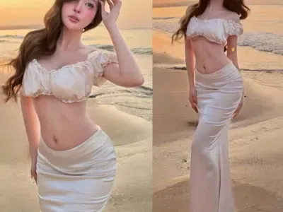 SET ÁO CRT TRỄ VAI KÈM CHÂN VÁY ĐUÔI CÁ ĐI BIỂN