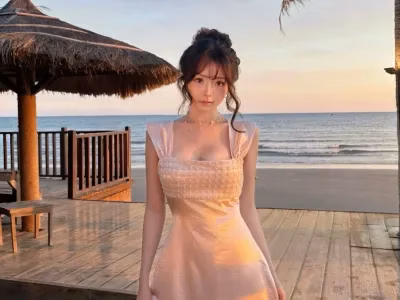 Stripted Váy hồng dịu dàng