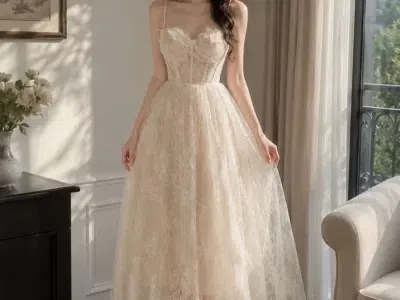 VÁY REN TRẮNG DÁNG DÀI