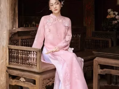 Amy Store áo dài hồng phấn size M fit S,M