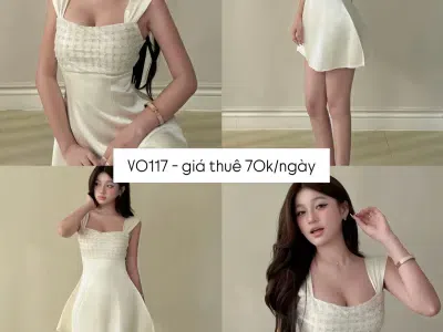 Đầm lụa phối kim sa dáng ngắn basic